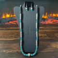 Navajo Sophia Becenti Turquoise Sterling Graduated Handmade Stamped Cylinder Bead Necklace Earrings Set
