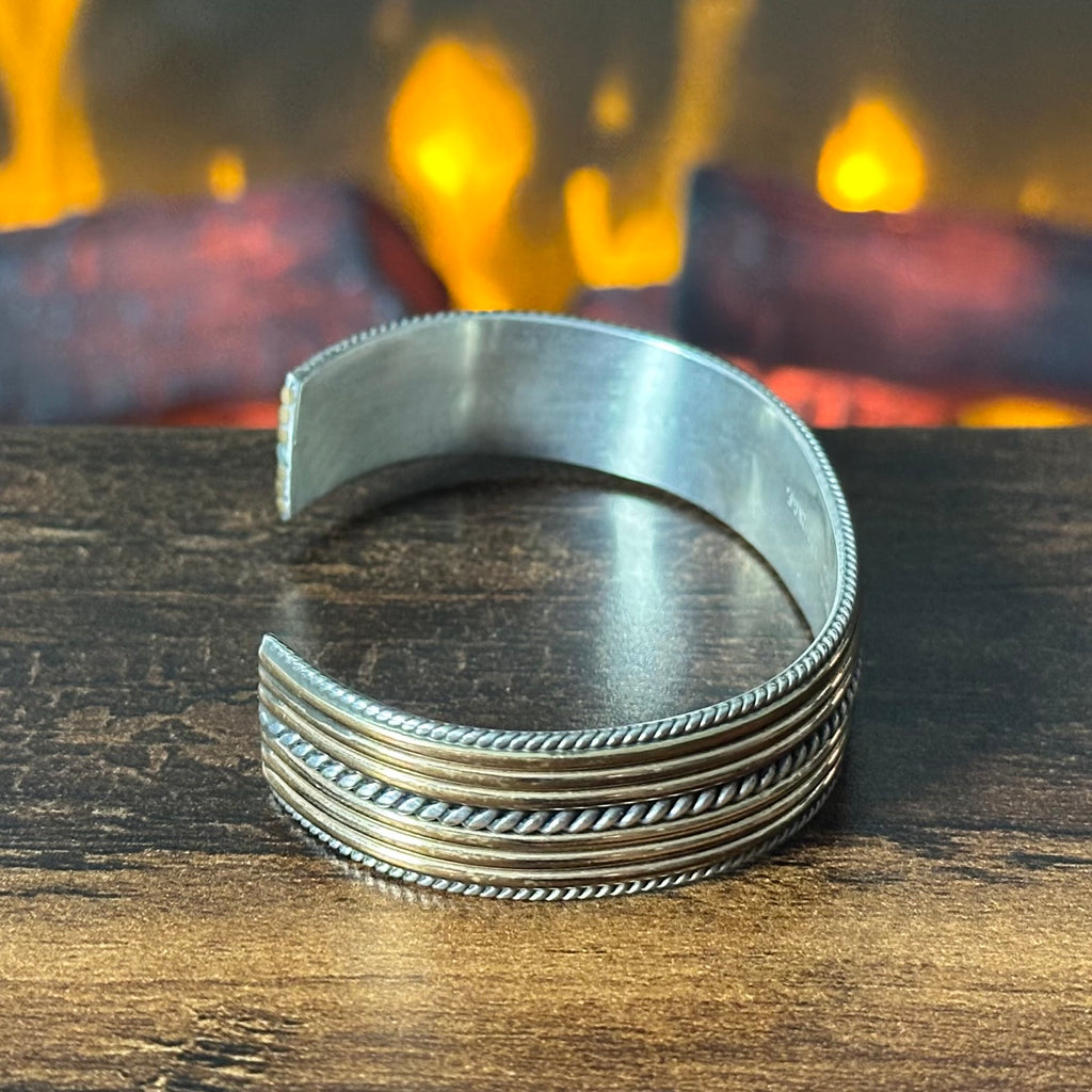 Navajo Franklin & Verna Tahe Signed Sterling Gold Filled Twist Wire Cuff