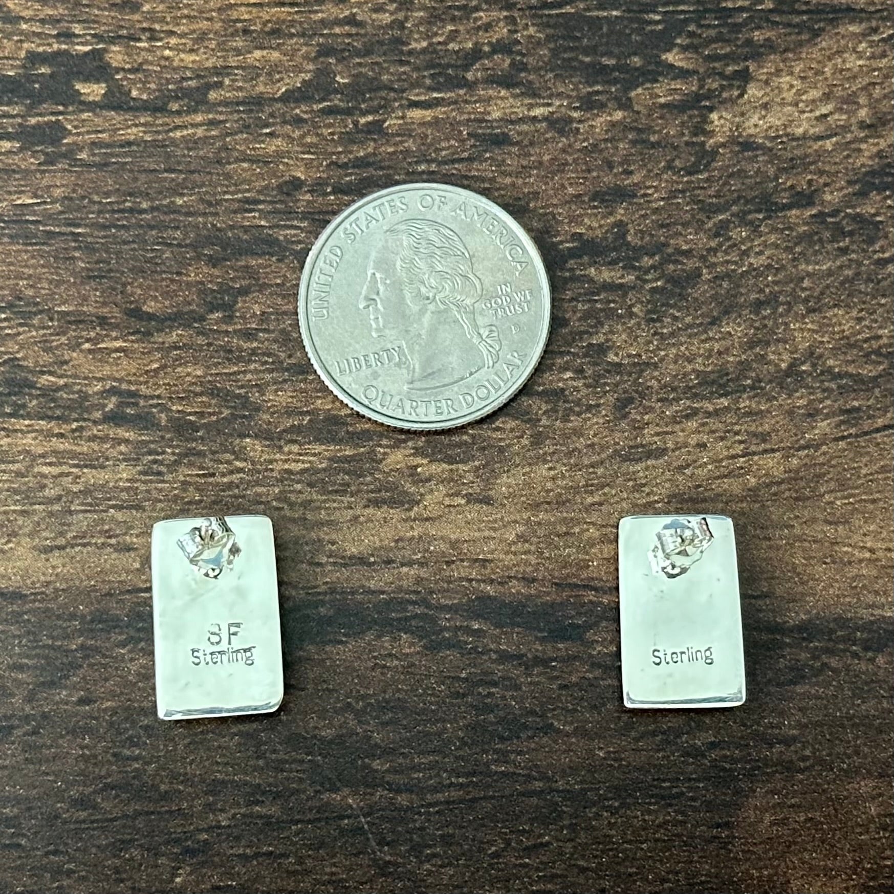 Navajo Steve Francisco Lapis Gaspeite Opal Sterling Geometric Inlay Stud Earrings