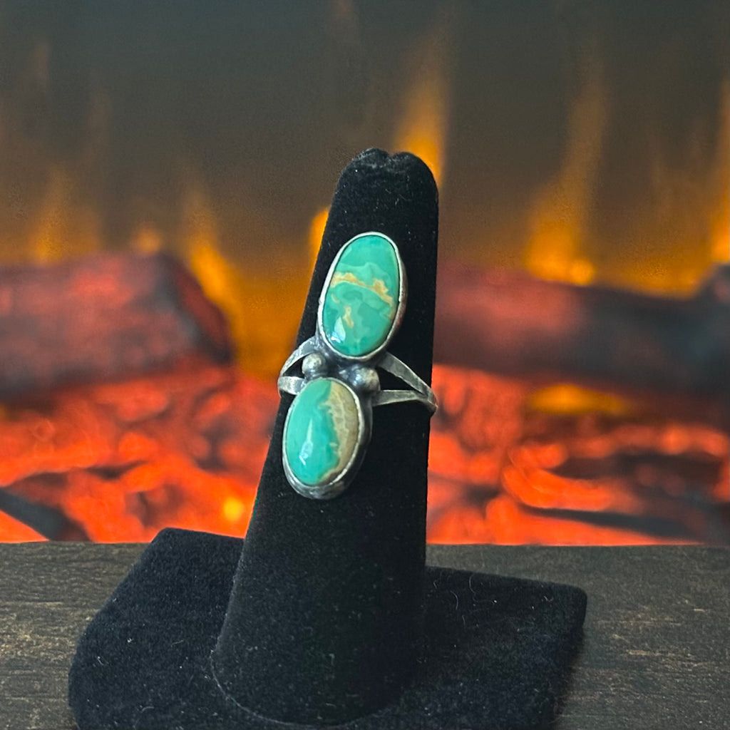 Tawney Signed Turquoise Sterling Raindrop Ring