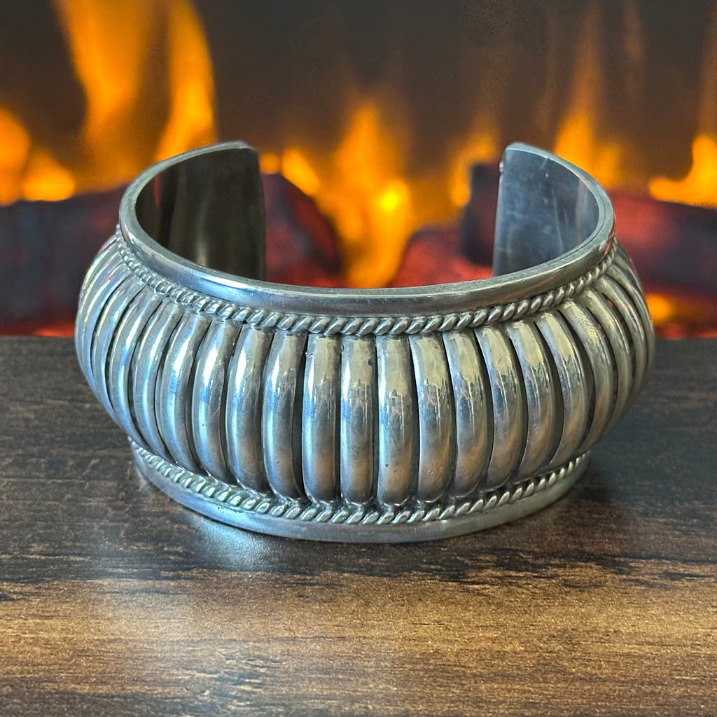 F Signed Sterling Twist Wire Statement Cuff