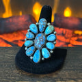 Navajo Anna Spencer Golden Hills Turquoise 11 Stone Sterling Cluster Statement Ring