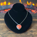 Navajo Vicky Hicks Spiny Oyster Sterling Twist Wire Bezel Heart Pendant Necklace