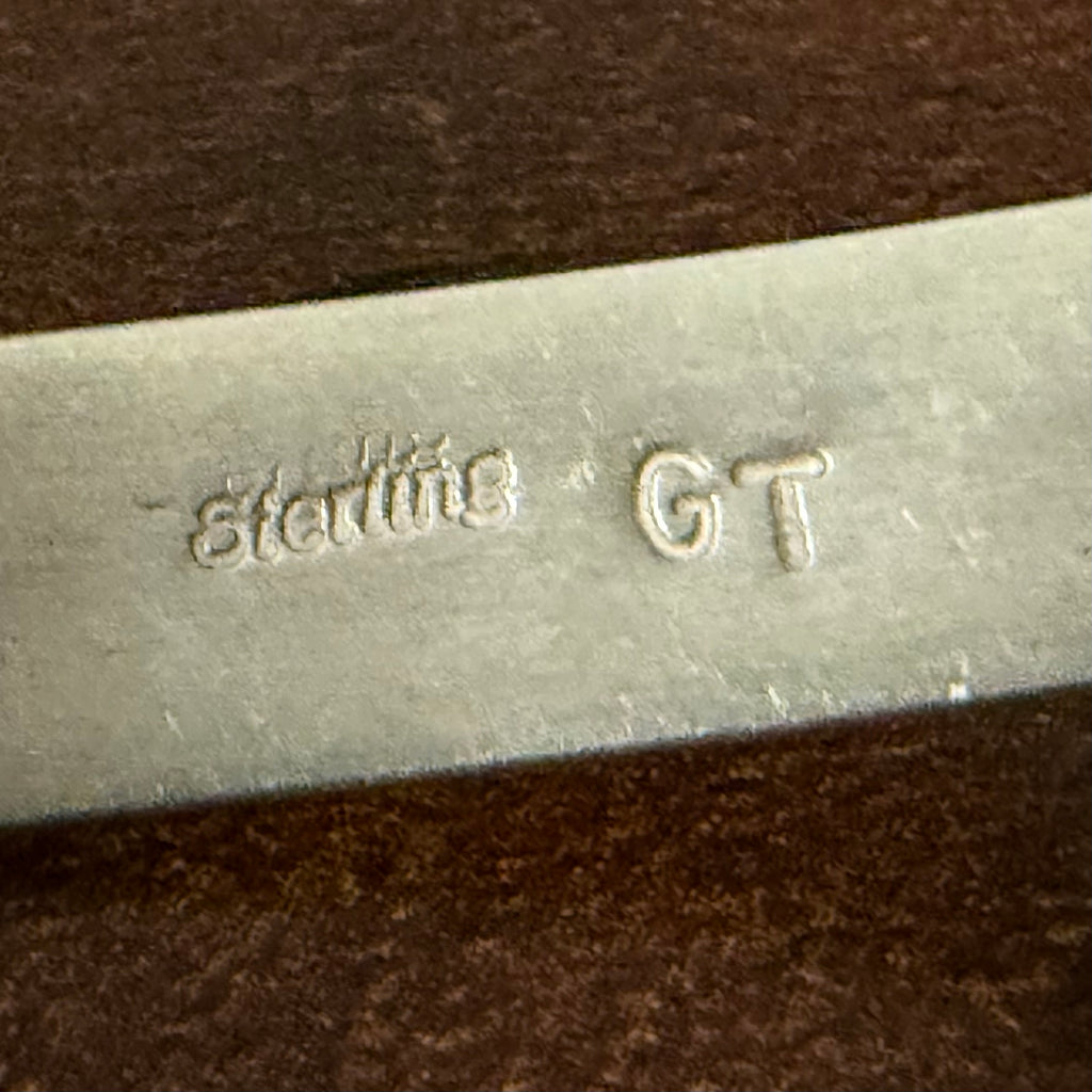 GT Signed Turquoise Sterling Inlay Stacker Cuff