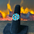 Kingman Turquoise Sterling 7 Stone Cluster Ring
