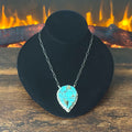 Navajo Steve Francisco Mine #8 Turquoise Sterling Cobblestone Inlay Pendant Necklace