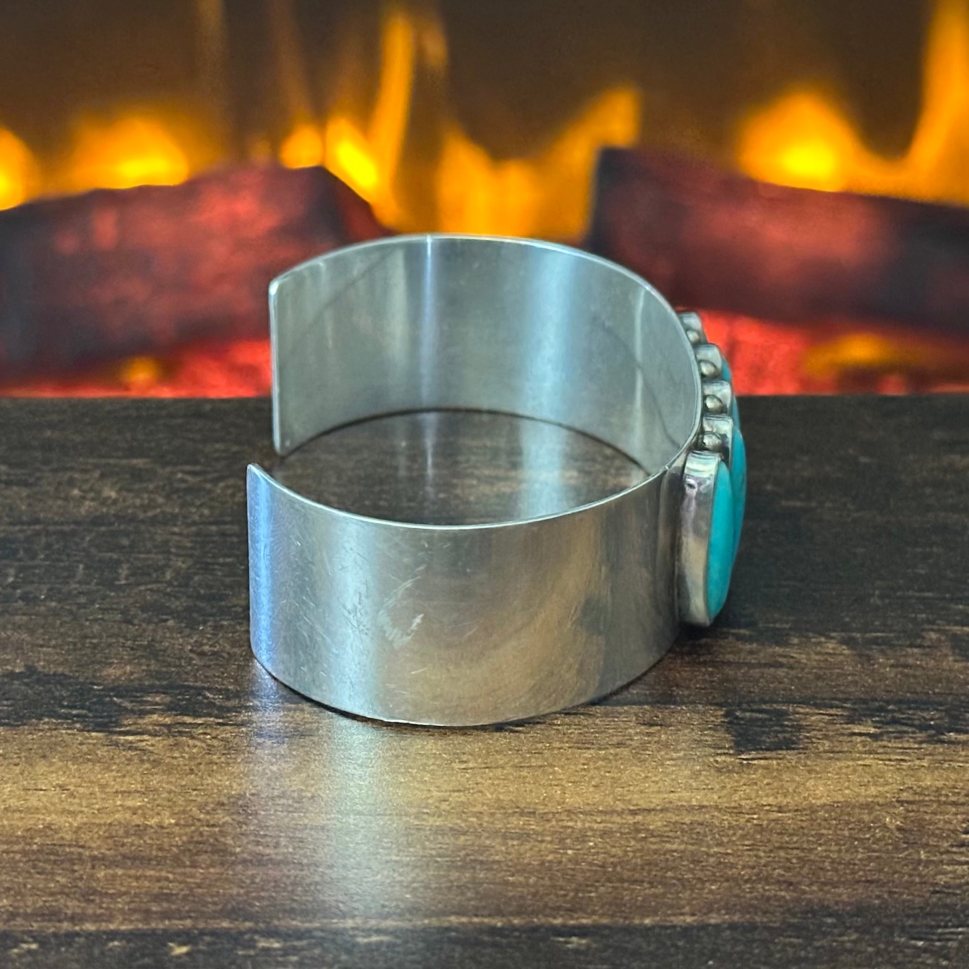 MLB Signed Turquoise 5 Stone Sterling Raindrop Cuff