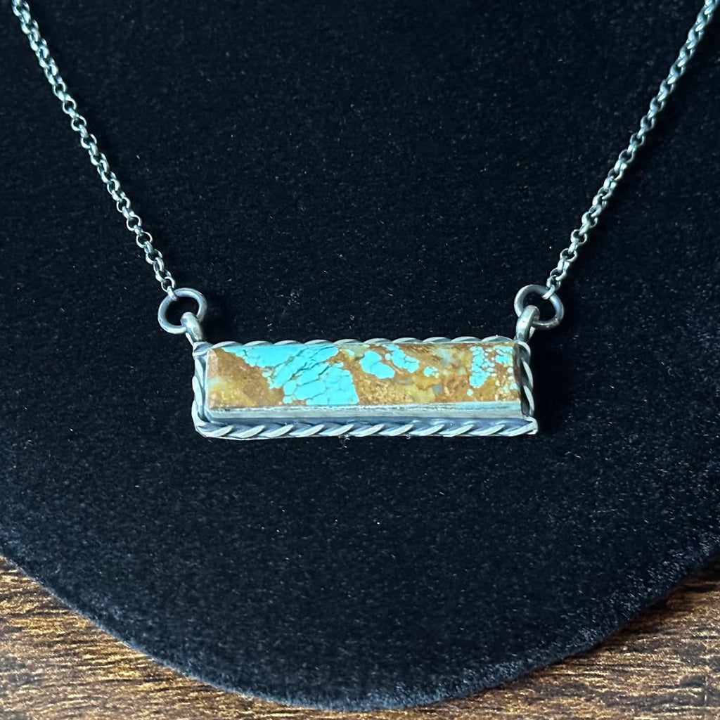 Navajo Steve Francisco Mine #8 Turquoise Sterling Bar Necklace