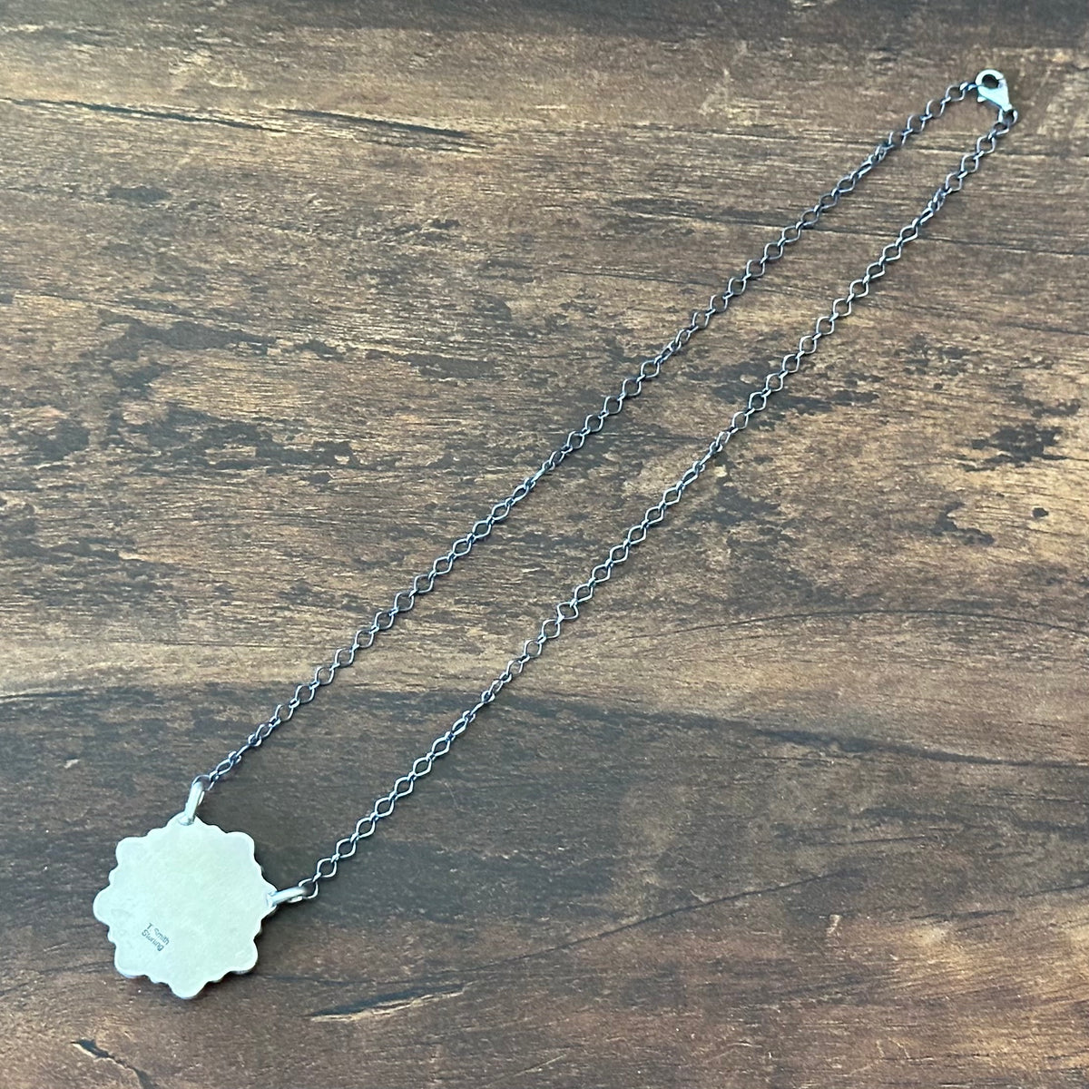 Navajo Tricia Smith Turquoise 9 Stone Sterling Floral Cluster Pendant Necklace