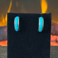 Turquoise Half Circle Sterling Inlay Stud Earrings