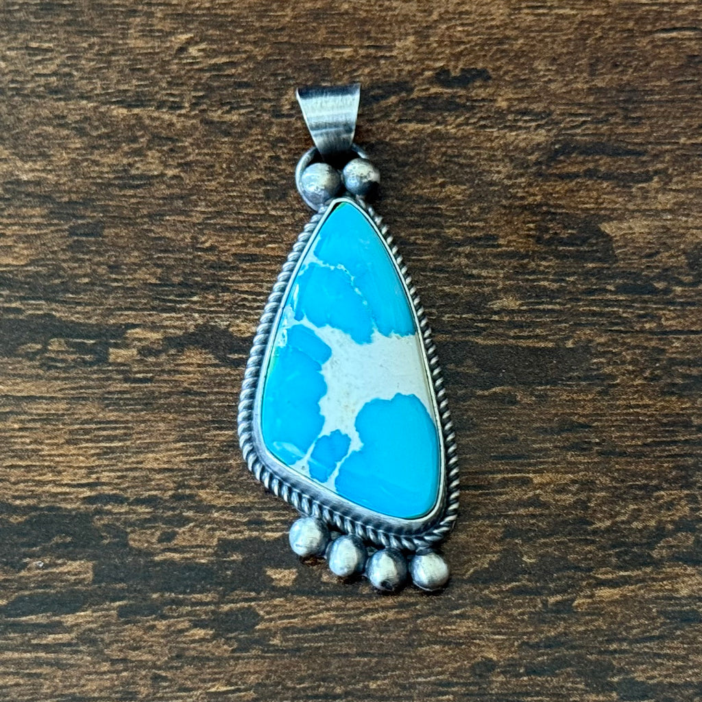 Navajo Hiram Largo Sonoran Gold Sterling Twist Wire Raindrop Pendant