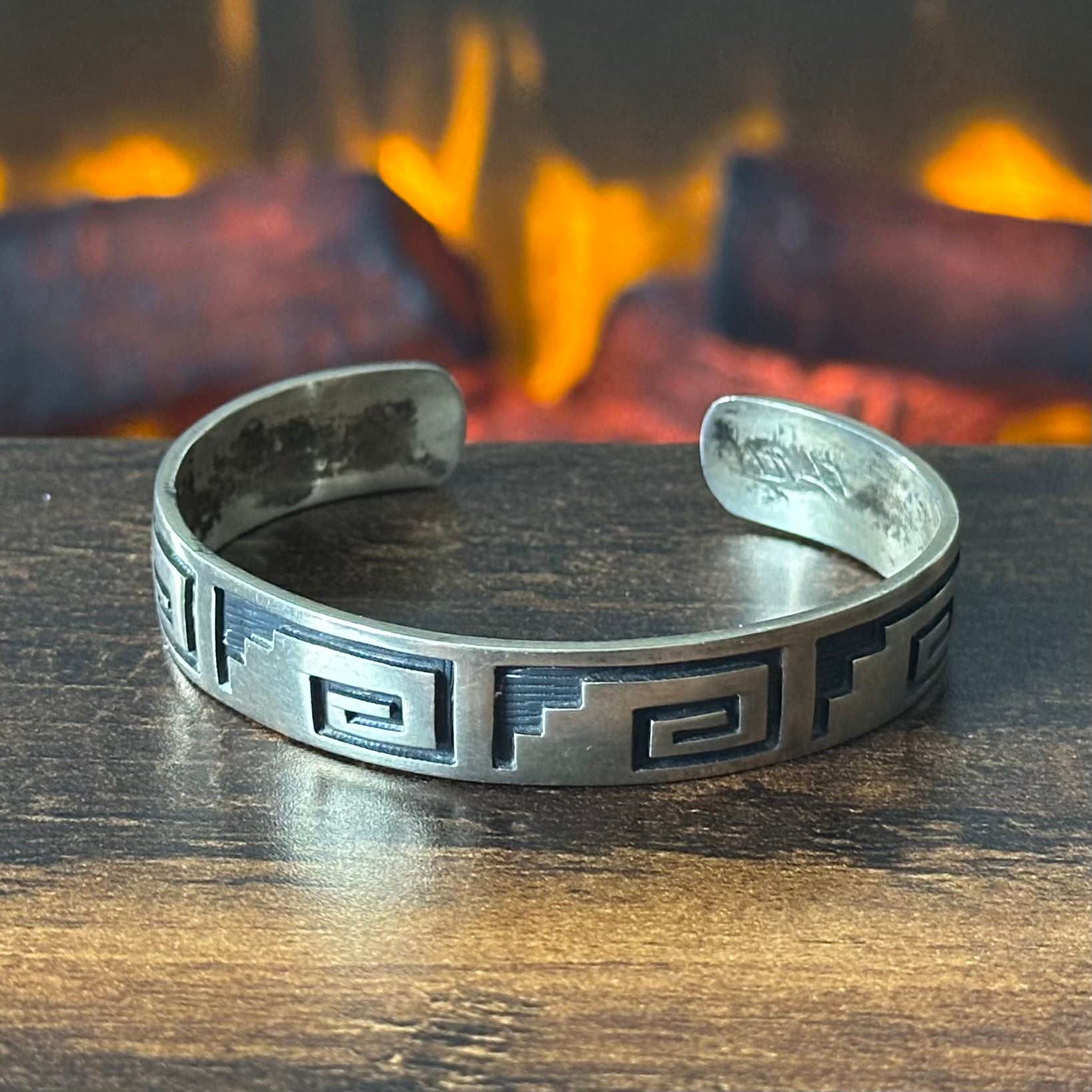 IY EY Signed Sterling Overlay Stacker Cuff