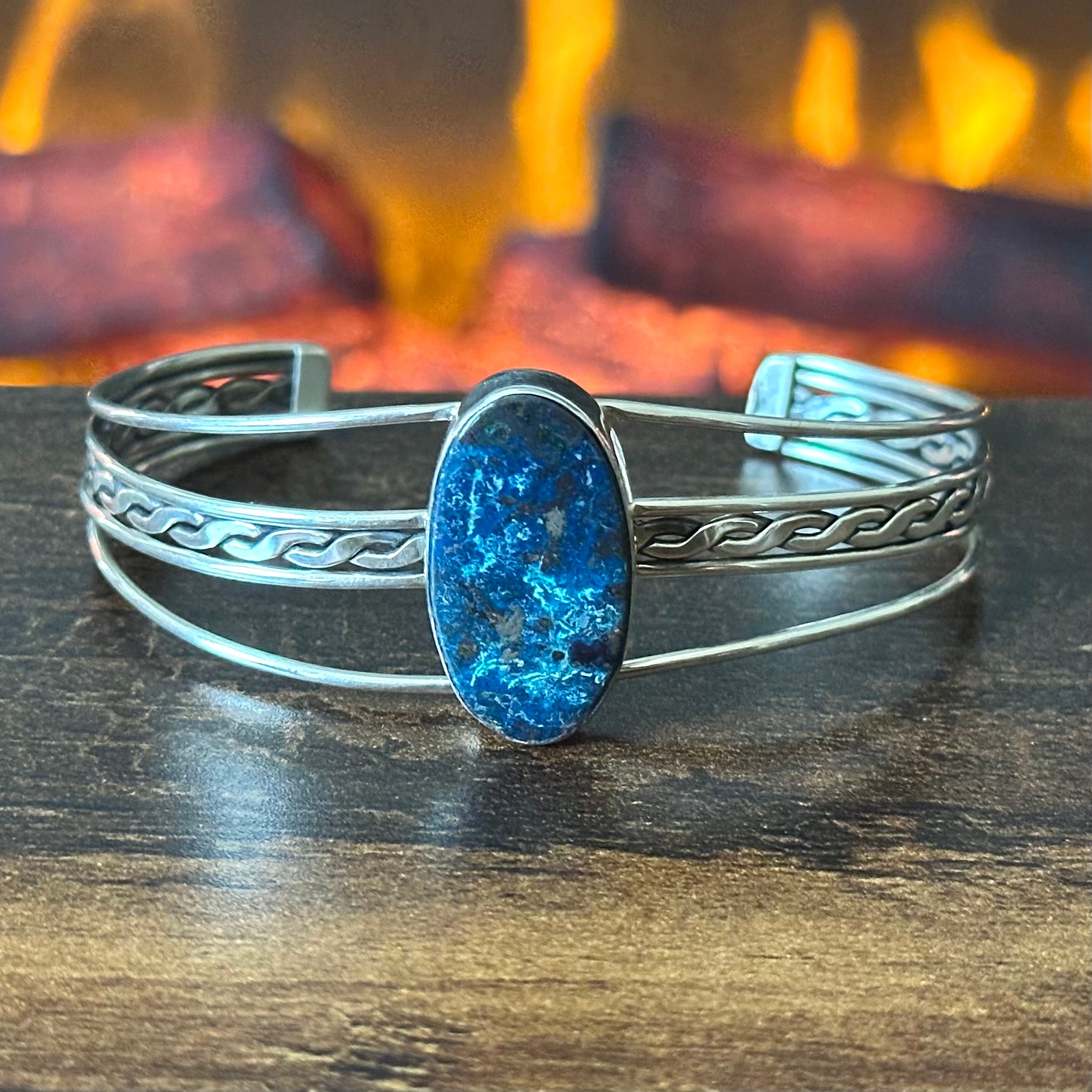 Azurite Sterling Twisted Rope Cuff