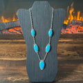 Running Bear Trading Turquoise 5 Stone Sterling Raindrop Station Necklace