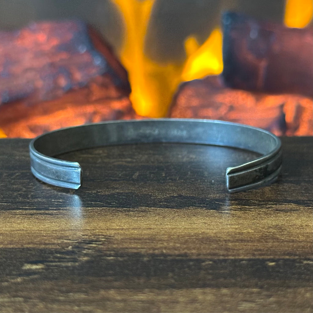 R Signed Vintage 12K Gold Filled Sterling Hand Stamped Stacker Cuff