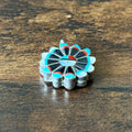 Turquoise Red Coral MOP Jet Sterling Sunface Inlay Reversible Pendant