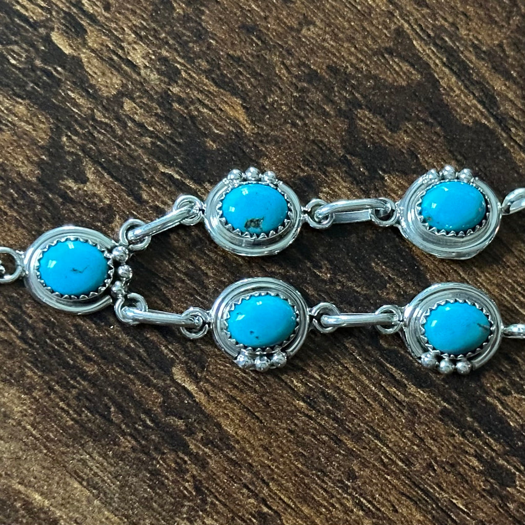 Navajo Verley Betone Turquoise 5 Stone Sterling Feather Necklace