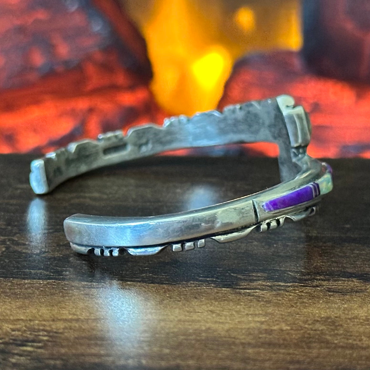 Sugilite Opal Sterling Crossover Inlay Cuff