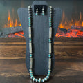 Navajo Tysha Aparicio Turquoise Sterling Handmade Rectangular Bead Stamped Necklace Earrings Set