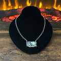 Navajo Gregg Yazzie White Buffalo Sterling Feather Bar Pendant Necklace
