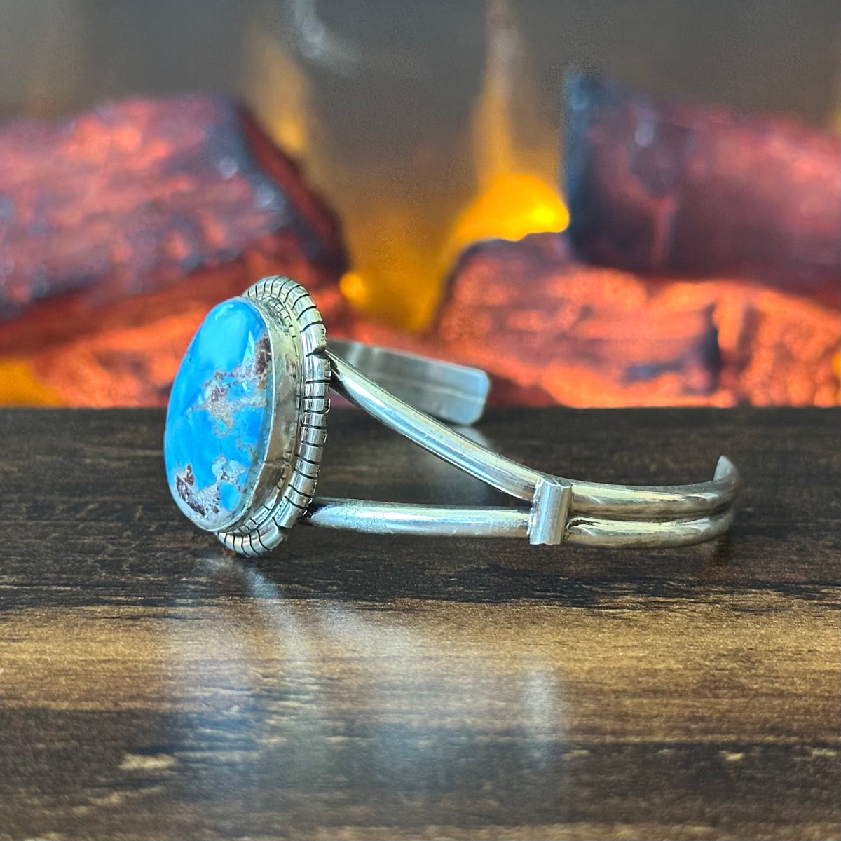 Navajo Samson Etsitty Golden Hills Turquoise Sterling Dual Shank Cuff