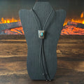 Spencer Signed Turquoise Sterling Hand Stamped Vintage Bolo Tie