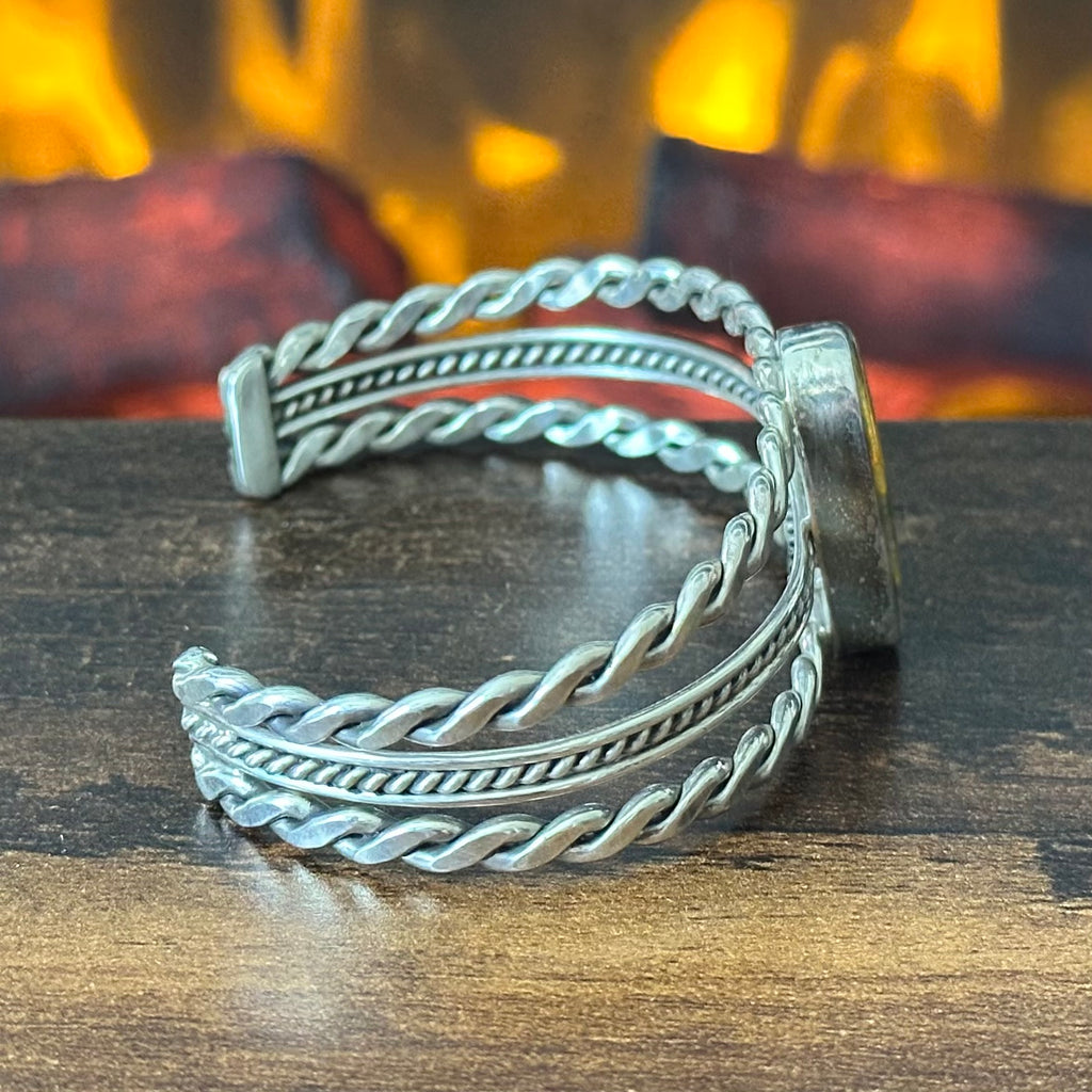 Bumblebee Jasper Sterling Twist Wire Triple Shank Cuff