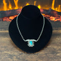 Navajo Gregg Yazzie Turquoise Sterling Twist Wire Feather Pendant Necklace