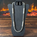 Navajo Sharon Cooley Sterling Handmade Stamped Cylinder Bead Necklace Earrings Set