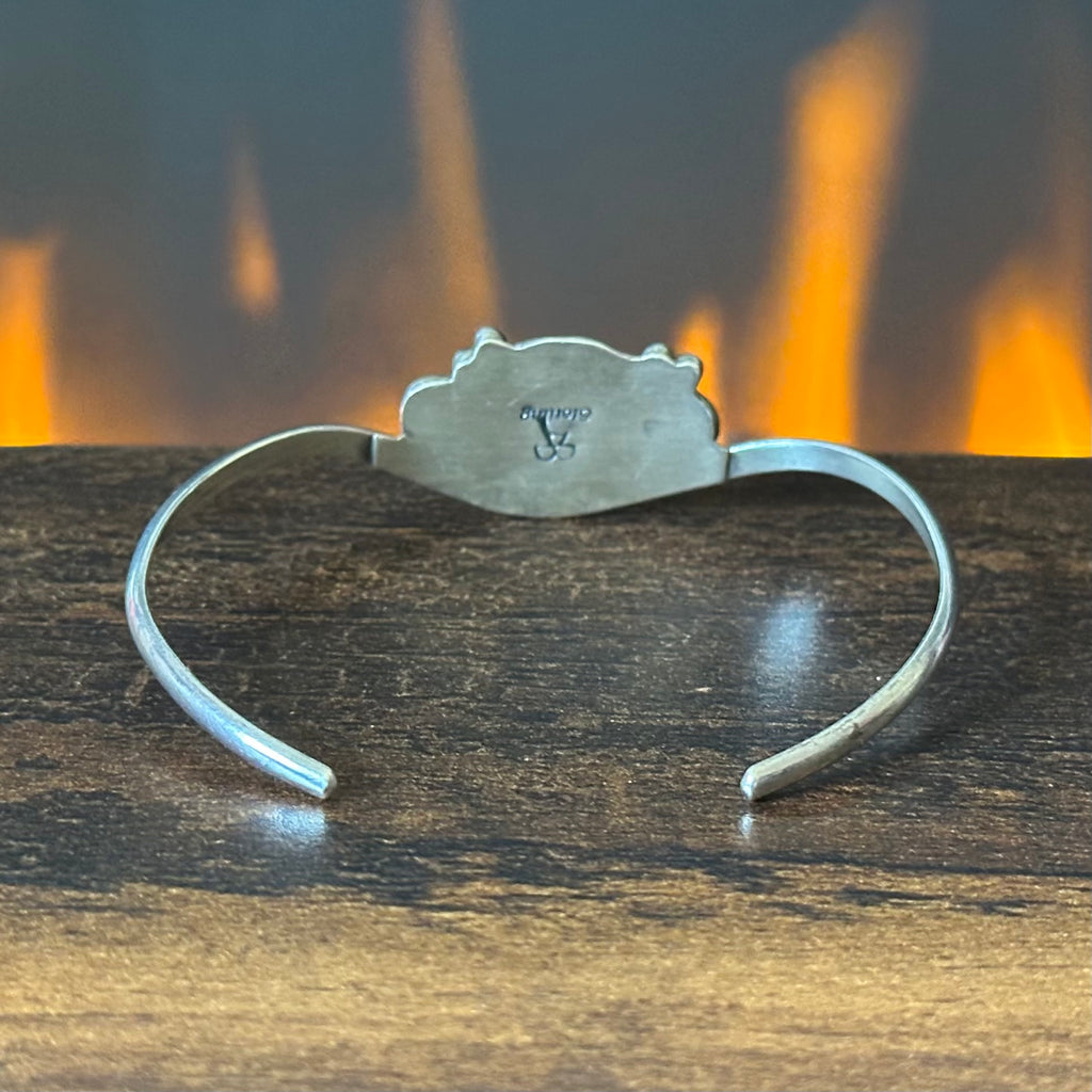 Pictogram Signed Turquoise Sterling Hand Stamped Cuff