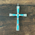 Zuni Cecilia Iule Sleeping Beauty Turquoise 6 Stone Sterling Cross Pendant