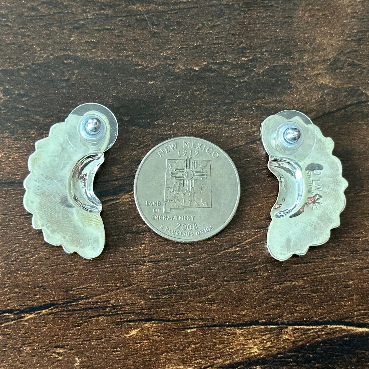 Navajo Derrina Wauneka Kingman 12 Stone Sterling Half Cluster Stud Earrings