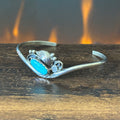 Pictogram Signed Turquoise Sterling Hand Stamped Cuff
