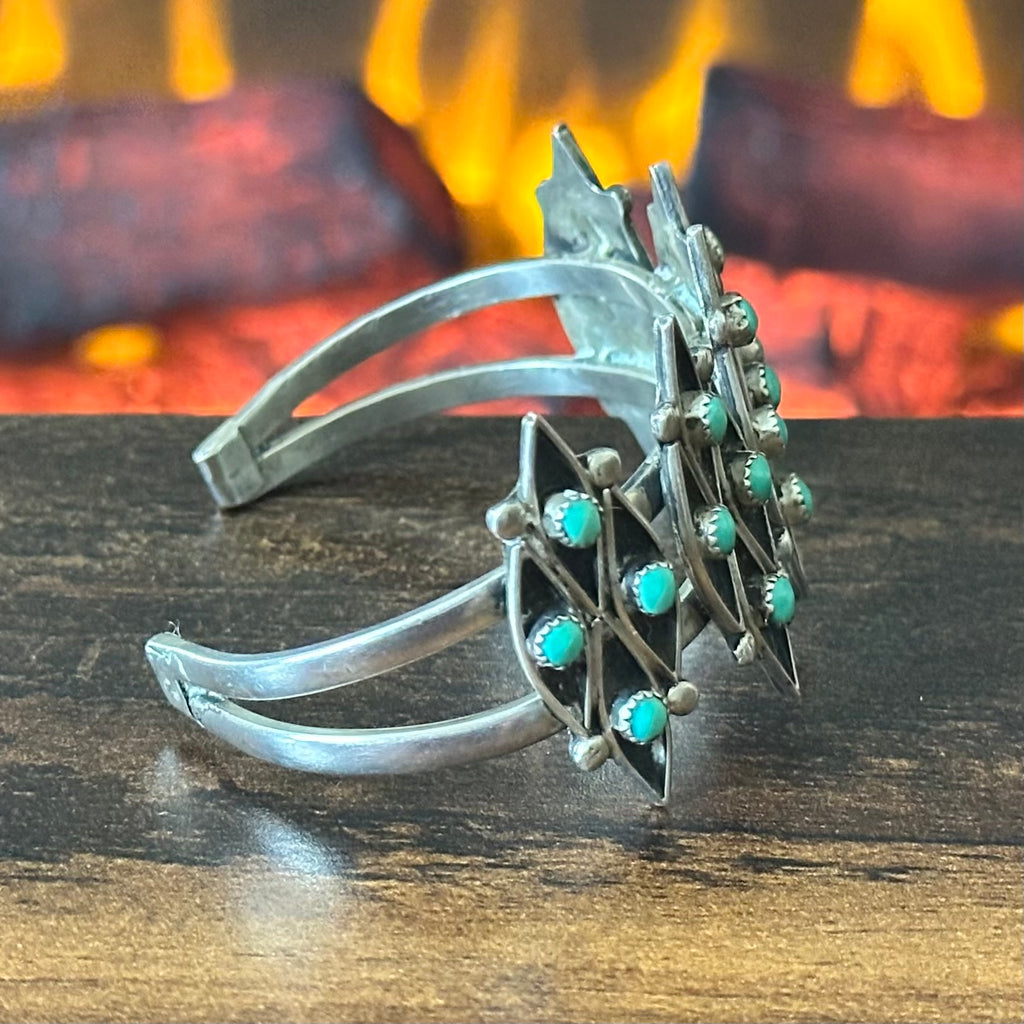 Vintage Turquoise 20 Stone Snake Eye Shadowbox Cuff