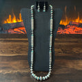 Navajo Tysha Aparicio Turquoise Sterling Handmade Rectangular Bead Stamped Necklace Earrings Set