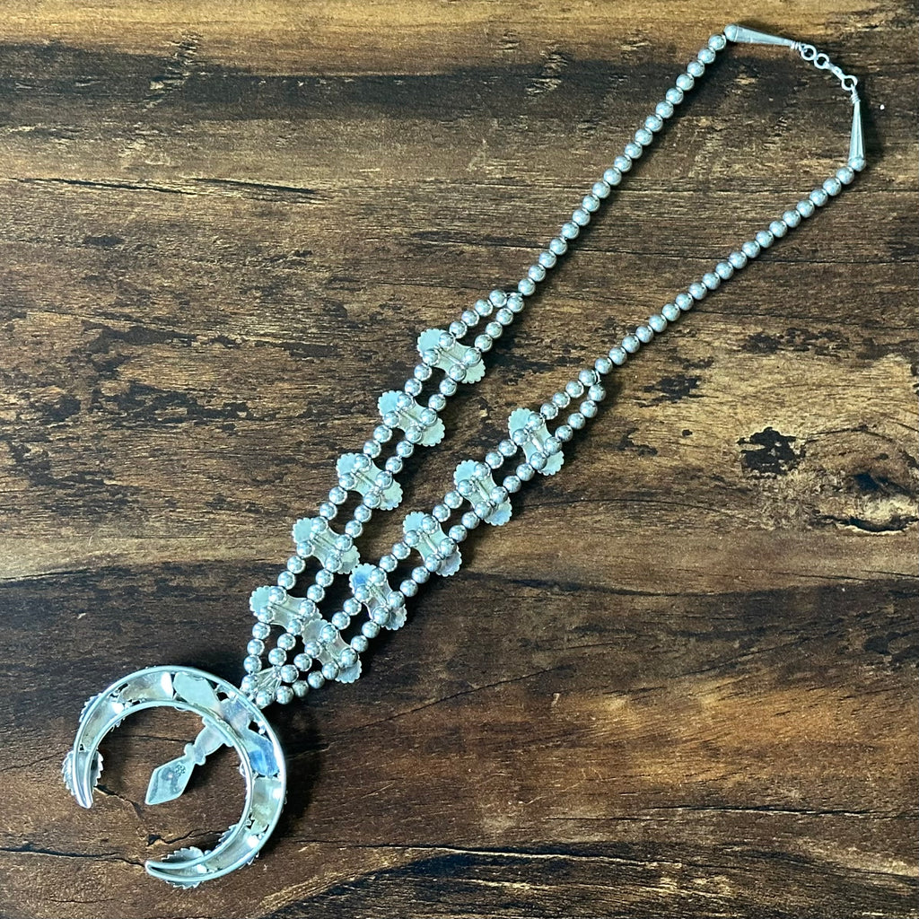 Running Bear Trading 5 Stone Sterling Cross Leaf Raindrop Naja Necklace