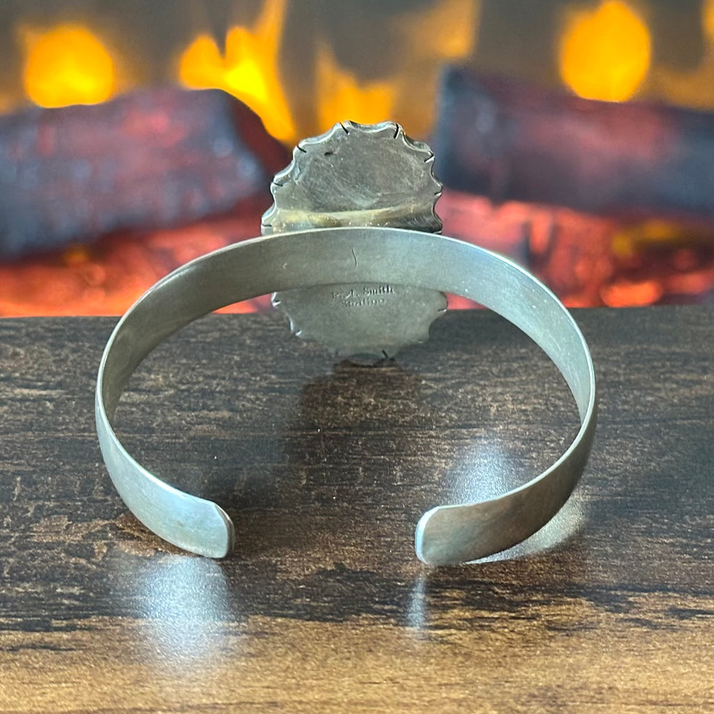 Navajo P.A. Smith Webbed Turquoise Sterling Twist Wire Bezel Cuff