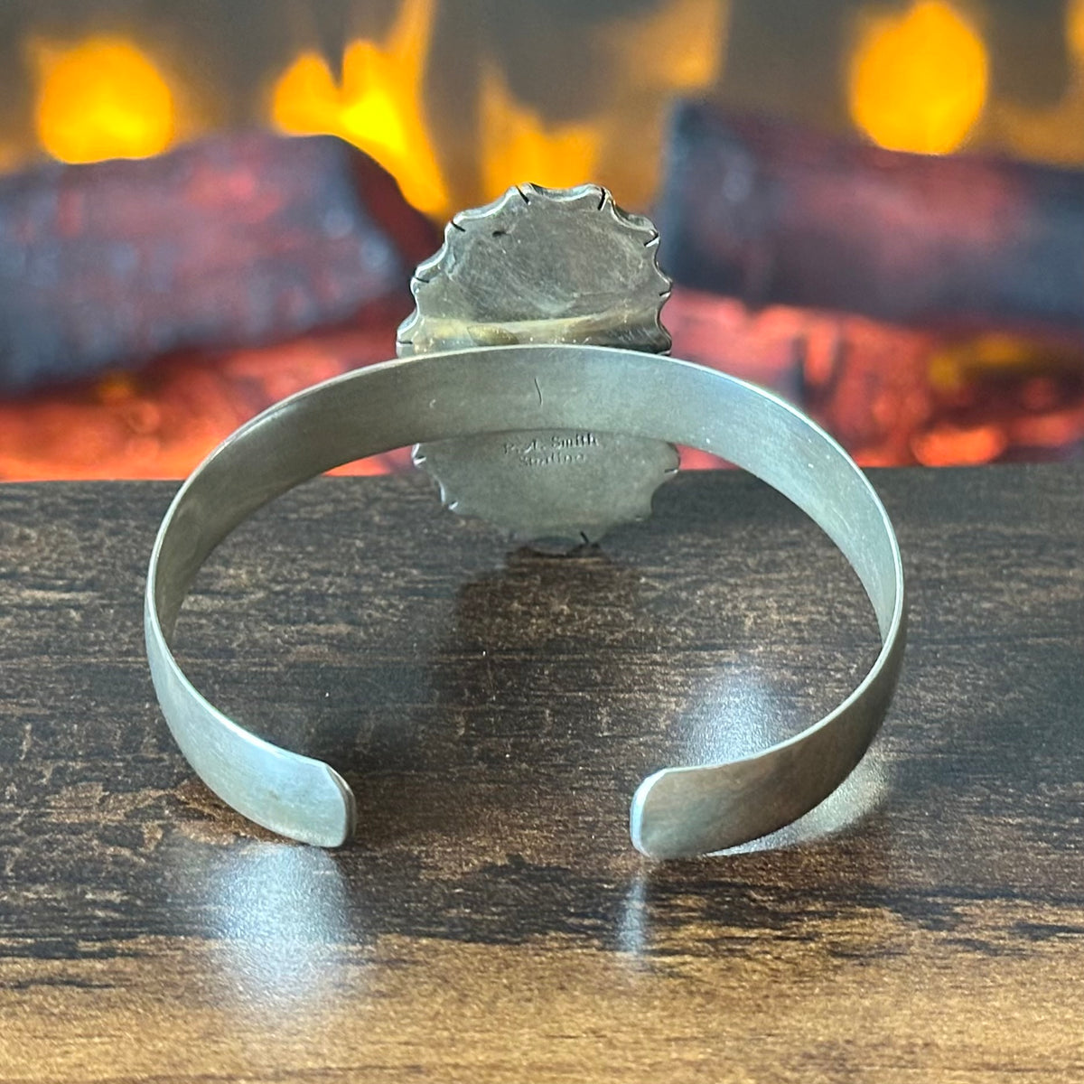 Navajo P.A. Smith Webbed Turquoise Sterling Twist Wire Bezel Cuff