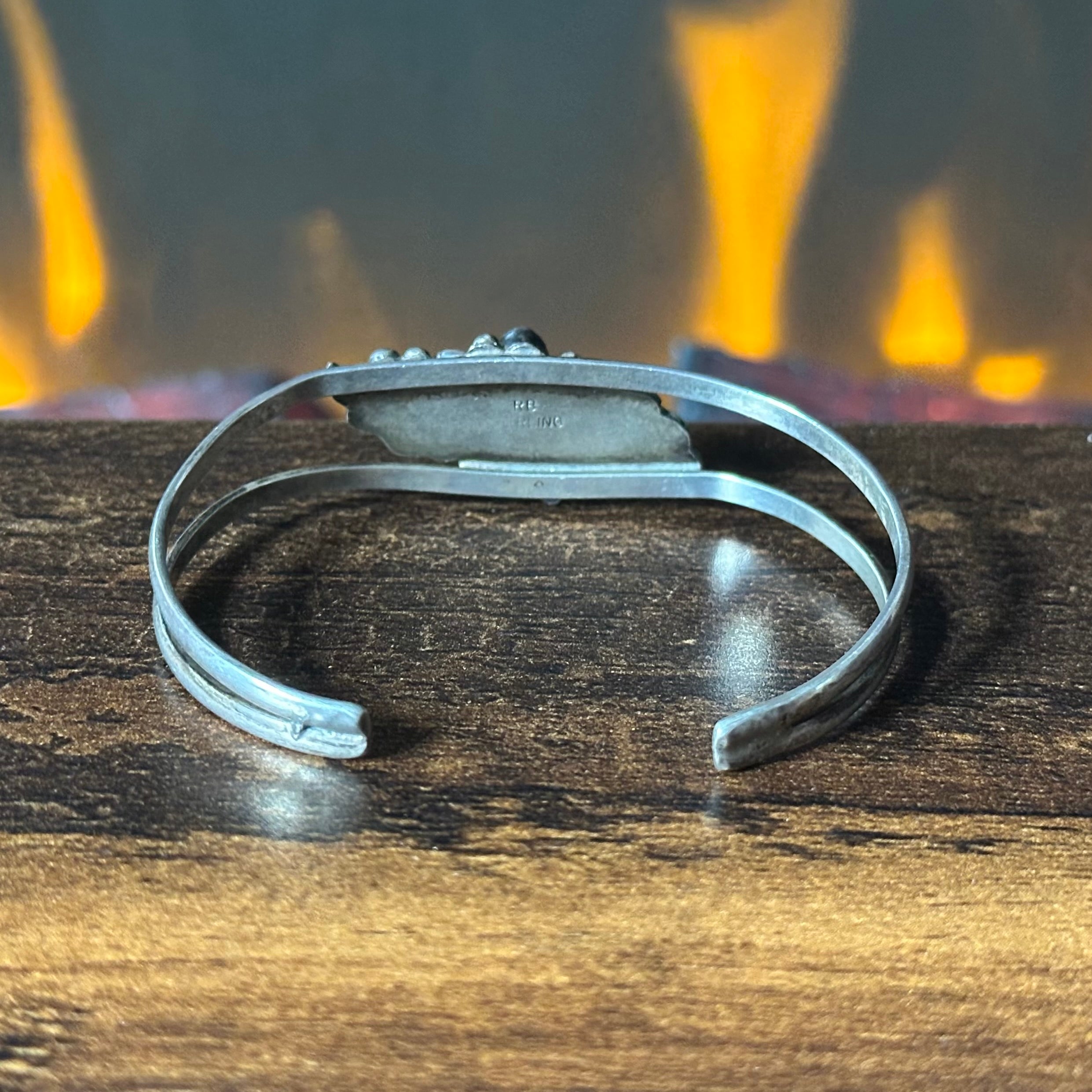 Running Bear Trading Onyx Sterling Raindrop Leaf Cuff