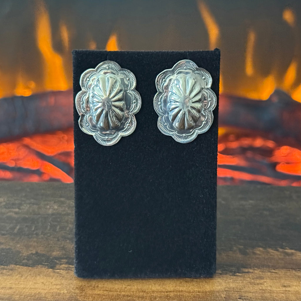 Navajo Raymond Benally Sterling Concho Post Earrings