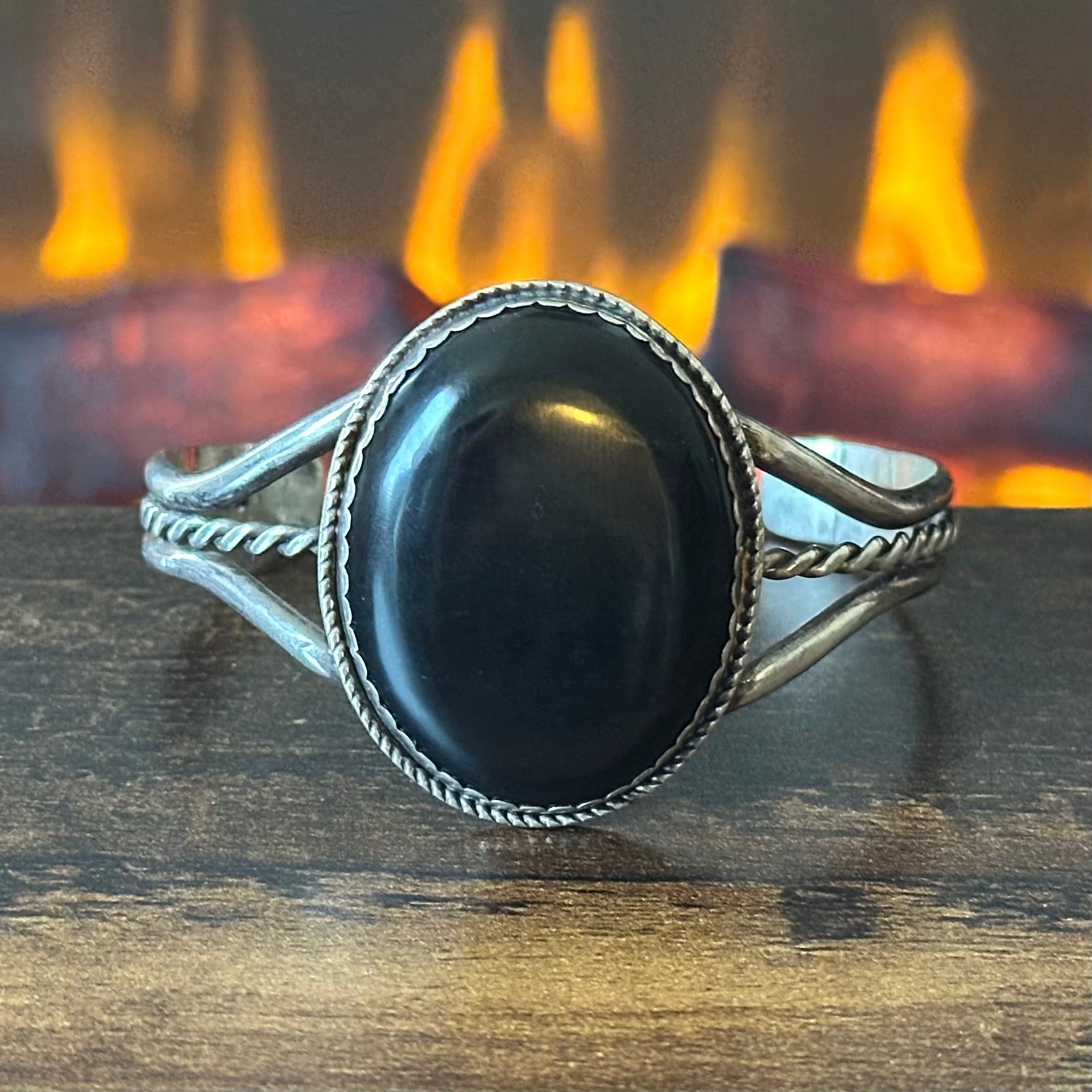 Onyx Sterling Twist Wire Triple Shank Statement Cuff