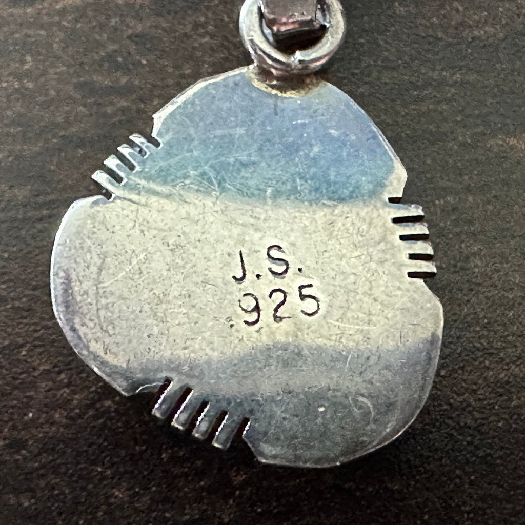 JS Signed Turquoise Sterling Twist Wire Bezel Pendant