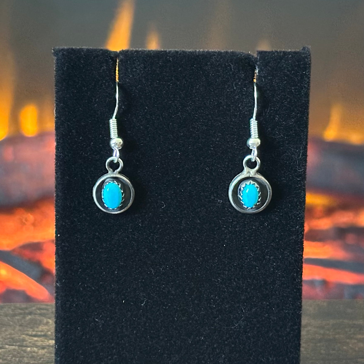 Navajo Phil & Lenora Garcia Sleeping Beauty Turquoise 13 Stone Sterling Oxidized Squash Blossom Necklace Earrings Set