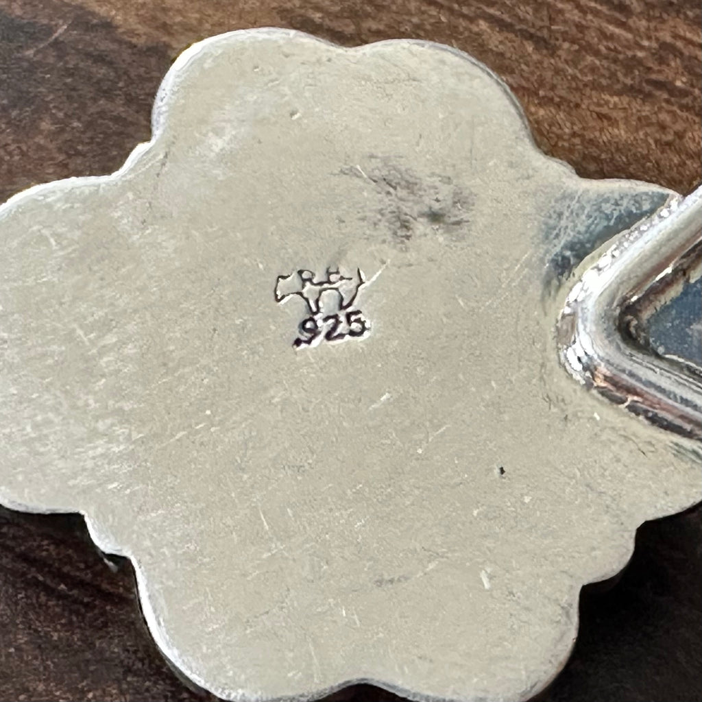 Running Bear Trading Turquoise 5 Stone Sterling Hand Stamped Naja Necklace