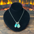 Navajo LeTricia Largo Mine #8 Turquoise Blackjack 3 Stone Sterling Raindrop Pendant Necklace