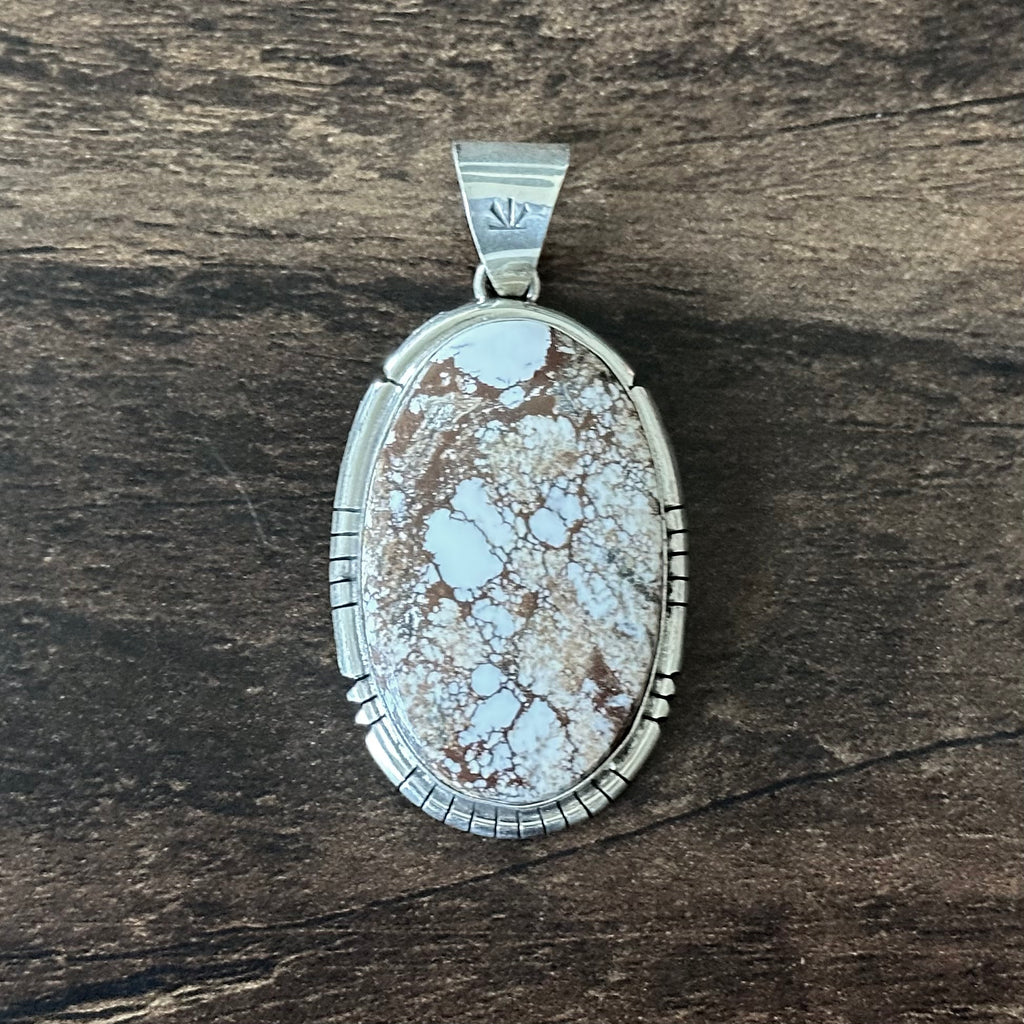 Navajo Samson Etsitty Wild Horse Sterling Oval Pendant
