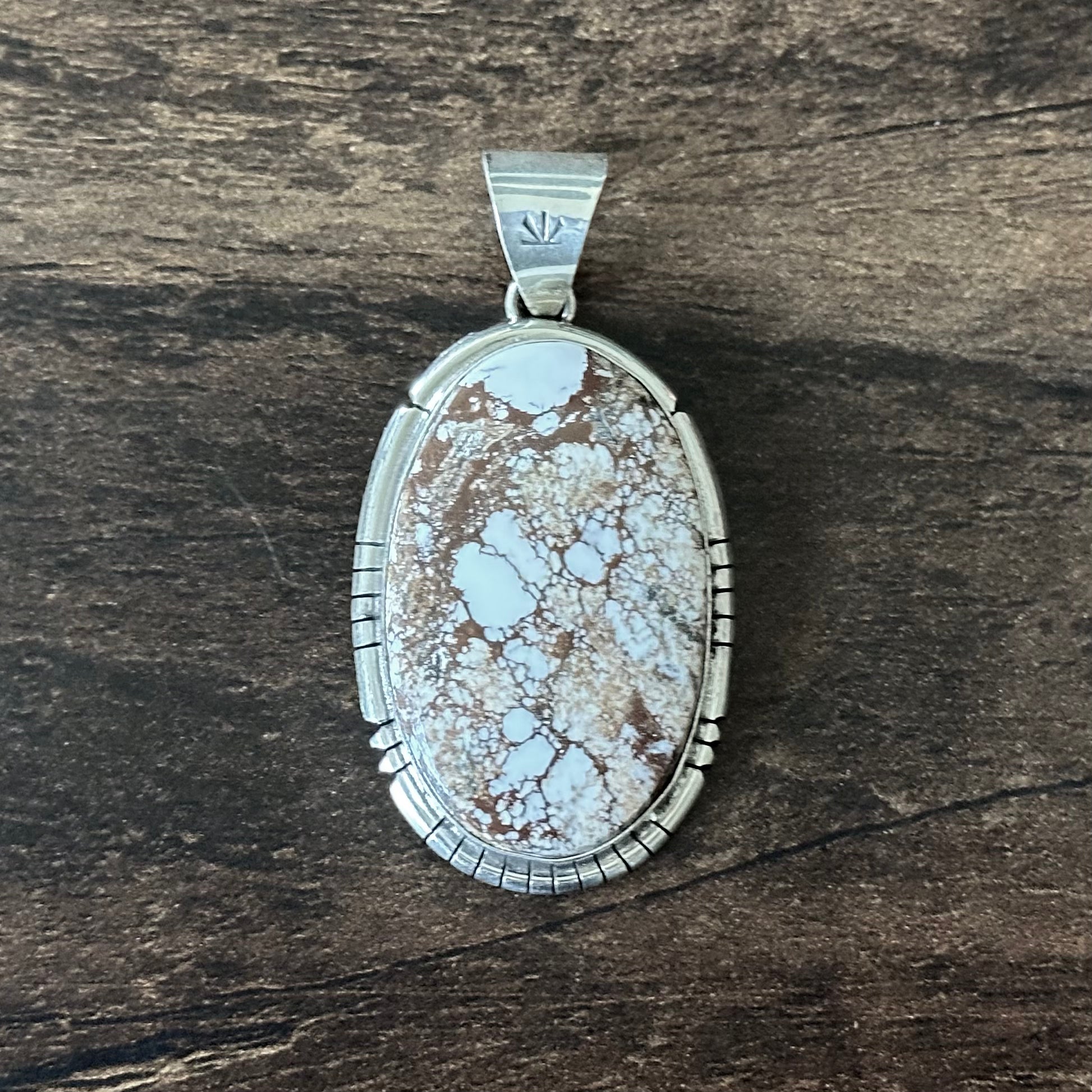 Navajo Samson Etsitty Wild Horse Sterling Oval Pendant