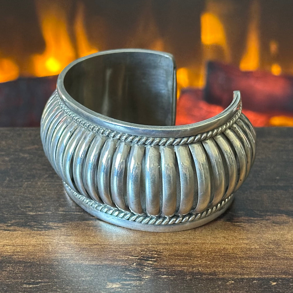 F Signed Sterling Twist Wire Statement Cuff