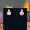 CS Signed Rhodochrocite Sterling Raindrop Stud Earrings