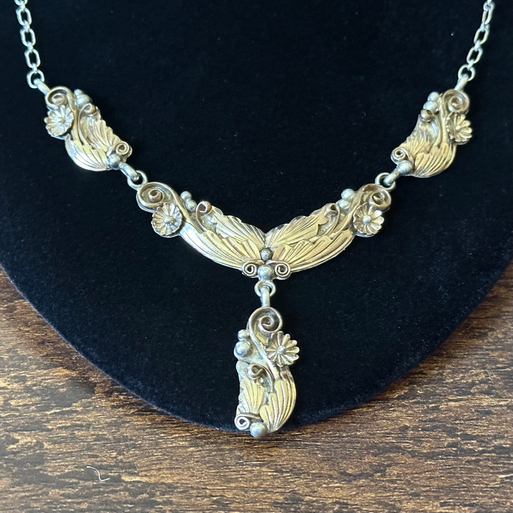 Sterling Ornate Floral Necklace